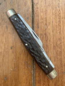 Puma Knife: Puma 1971 Rare 'USER'  'STOCK' 3 blade Fold back Knife with Red Bone Handle