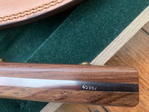 Puma Knife: 1989 Puma Big Big Bowie knife with Wooden Handle in original Wooden Box #45982