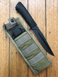 Kizlyar Knife: Kizlyar Original Korshun Military Knife with Elastron Rubberised Handle and Tactical Sheath #8016