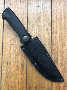 Kizlyar Knife: Kizlyar Original  Orlan-2 Military Knife with Elastron Rubberised Handle and Leather Sheath