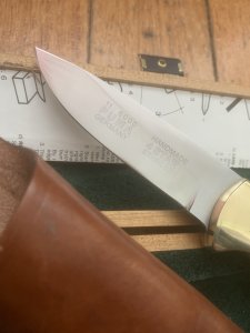 Puma Knife: Puma Original 4 Star Fixed Blade Knife with Stag Antler Handle in Original Wooden Box