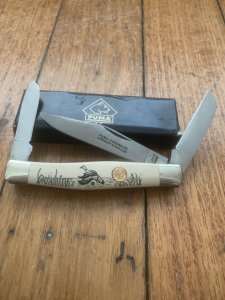 Puma Knife: Puma Original Stockman Knife with Faux Bone Handle And Scrimshawed Duck in Box