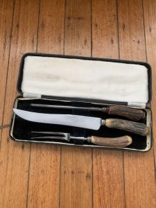 Vintage 'Used' 3 Piece Carving Set Knife, Fork & Sharpening Rod