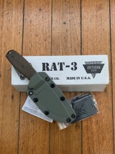 Ontario Ranger Series RAT-3 Part Serrated with Micarta Handle and Tactical Belt Sheath