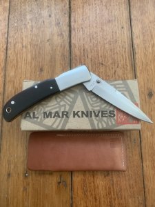 Al Mar Japan E1003BMT Falcon Black Micarta Handle Gentlemen's Knife in original Pouch and Box