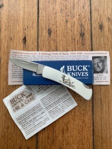 Buck Knife: 1993 Buck Model 525 White Tail Deer Small Folding LockBack Knife
