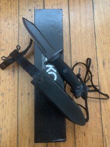 Ontario 2021 Model Pilots Survival Knife Straight Edge Knife with Leather Handle and Leather Sheath
