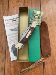 Puma Rare Model 970 Plainsman 1969 Folding Knife with original box & Paperwork & Pouch #96583