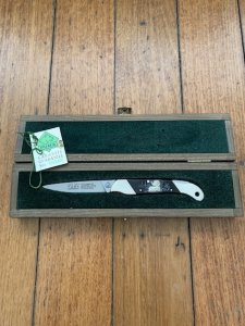 Puma Knife: Puma 1990 Asian Wildlife Collection 'Big Horn Sheep' model SATELITE Folding Knife with Ebony Handle Original Box and matching Warranty #169/200