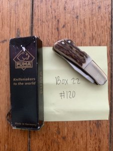 Puma Knife: Puma German 2006-120 Micro Folding Knife with Stag Antler Handle and Box