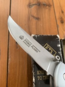 Puma Knife: Puma 230400 FLASH Brushed Silver Black Rubber Linerlock Folding Knife