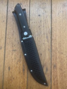MAFFI SYDNEY AUSTRALIA Gloss Black Handled Fixed Blade Knife With Sheath