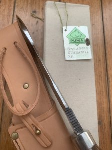 Puma Knife: Puma 1983 rare & original 12 6391 BUND knife in original Sheath, Box, & Warranty Tag