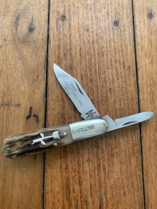 John Primble USA Twin Blade Barlow Knife with Stag Antler Handle