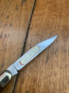 Puma Knife: Puma Rarer 1971 Bantam Folding Knife with Red Bone Handle #27172