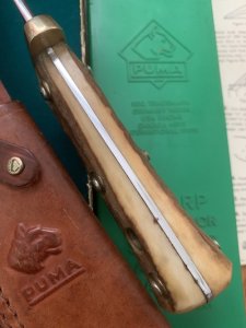 Puma Knife: Puma 11 6385 Original Right 1968 Hand  Trappers Companion in Puma Sheath and Original Box