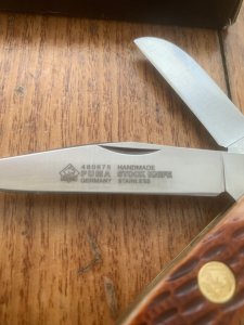 Puma Knife: Puma Stockman Folding Knife with Jigged Red/Brown Bone Handle