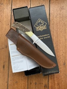 Puma Knife: Puma 11 0215 Silver Lion Collectable Knife with Stag Handle and Tan Brown sheath
