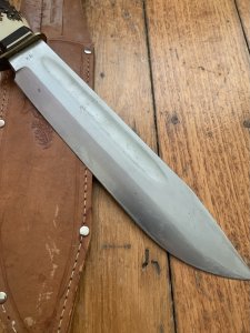EC Solingen Germany Big 8" Blade Scout Bowie Knife with Stag Handle & Leather Sheath