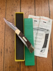 Puma Rare Model 971 Game Warden 1976 Saw and Blade Folding Knife with original box & Paperwork #97674