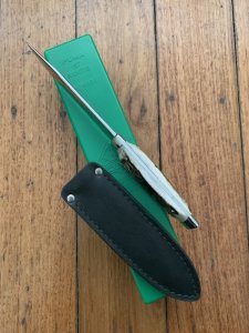 Puma Knife: Puma 1978 Vintage 'MOUNTAIN LION' 3573 Boot Knife with Stag Handle Sheath & Yellow/Green Box