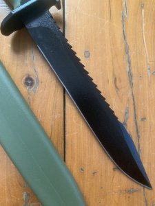 GLOCK Original Austrian Made MILITARY GREEN Saw Back Field Knife with Polymer Scabbard