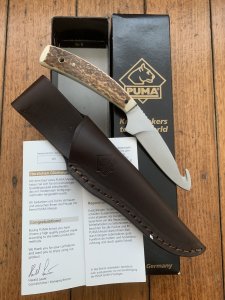 Puma Knife: Puma Pro Hunter Gut Hook Knife 2007 with Stag Antler Handle and Box