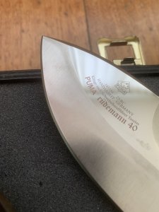 Puma Knife: Puma Rüdemann 40 with Black Micarta Handle in Sheath & Custom Wooden Box