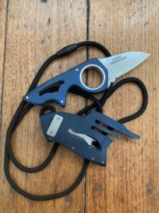 CRKT BLUE RENNER NECKOLAS STRAIGHT PLAIN BLADE NECK/BOOT KNIFE