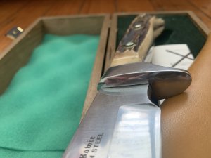 Puma Knife: Puma 1991 116376 Big Big Bowie knife with Stag Antler Handle in original Wooden Box & Warranty