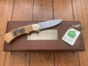 Puma Knife: Limited Edition 1983 715 4 Star Spirit of Massachusetts Scrimshawed Handle in Wooden Presentation Box