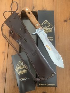 Puma Knife: Puma German Special Edition 'LEOPARD' Model White Hunter with Peach Burl Handle #038