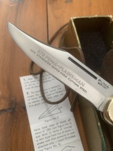 Puma Rare Model 970 Plainsman 1969 Folding Knife with original box & Paperwork & Pouch #96011