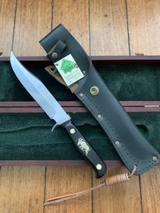 Puma Knife: Puma 1990 African Wildlife Collection 'Big Horn Ram' Bowie Knife with Ebony Handle Display Box and Warranty 125/200