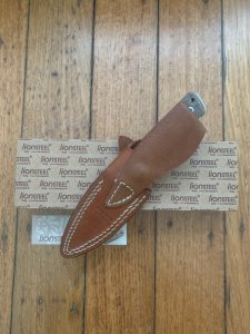LionSTEEL Italy. Model B35 CVG Green Canvas Micarta Handle with Leather Sheath