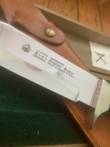 Puma Knife: Early 1980's Puma Big Big Bowie knife with Wooden Handle in original Wooden Box