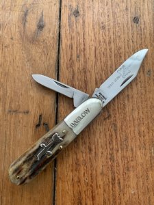John Primble USA Twin Blade Barlow Knife with Stag Antler Handle