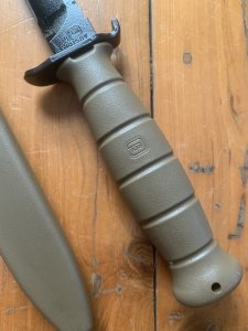 GLOCK Original Austrian Made FLAT DARK EARTH Saw Back Field Knife with Polymer Scabbard