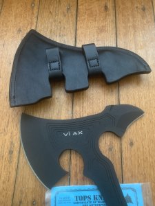 TOPS KNIVES: VI AX Viking Axe Solid 1075 Steel Black linen Micarta Handle & Case