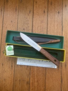 Puma Knife: Puma 1974 FAHRTENMESSER Stag in Original Sheath and Plastic Box with Tag