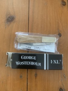 George Wostenholm IXL Sheffield made Barlow Oak Handled Pocket knife in original box