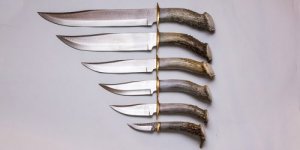 Ken Richardson Custom Handmade 8" Bowie Blade Hunting Knife with Deer Antler Handle & Custom Sheath