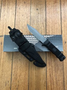 SOG Vintage Original M37 SEAL PUP Straight Edge Satin Blade Knife and Kydex Tactical sheath