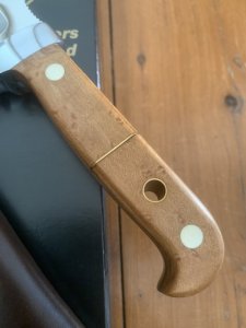 Puma Knife: Puma German Special Edition 'LEOPARD' Model White Hunter with Peach Burl Handle #038
