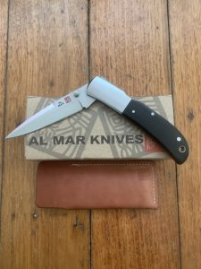 Al Mar Japan E1003BMT Falcon Black Micarta Handle Gentlemen's Knife in original Pouch and Box