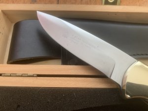 Puma Knife: Puma 1990 American Wildlife Collection 4 star Fixed Blade Knife with White Micarta Handle Original Box and matching Warranty #025/400