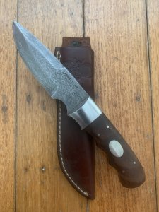 Safari Club International Limited Edition 1989 CHARLTON Damascus Hunter Fixed Blade with Sheath 1-100