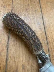 1970's Solingen Jagdnicker Knife with Deer Antler Handle & Sheath