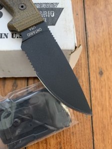 Ontario Ranger Series RAT-3 Part Serrated with Micarta Handle and Tactical Belt Sheath