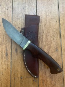 Safari Club International Limited Edition 1992 CHARLTON Damascus Alaskan Skinner Fixed Blade with Sheath 01-100
